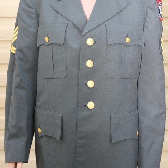 VTG 1950's GREEN U.S. ARMY MILITARY UNIFORM JACKET SIZE 42S & PANTS SIZE 36x32 - Picture 9 of 12